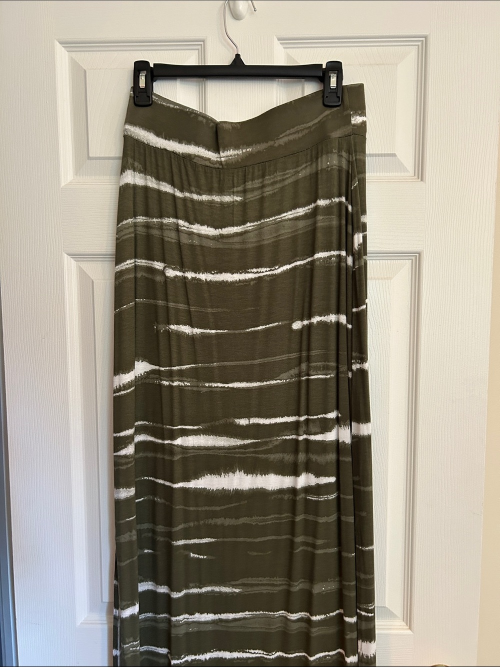 a.n.a Olive & White Striped Maxi Skirt